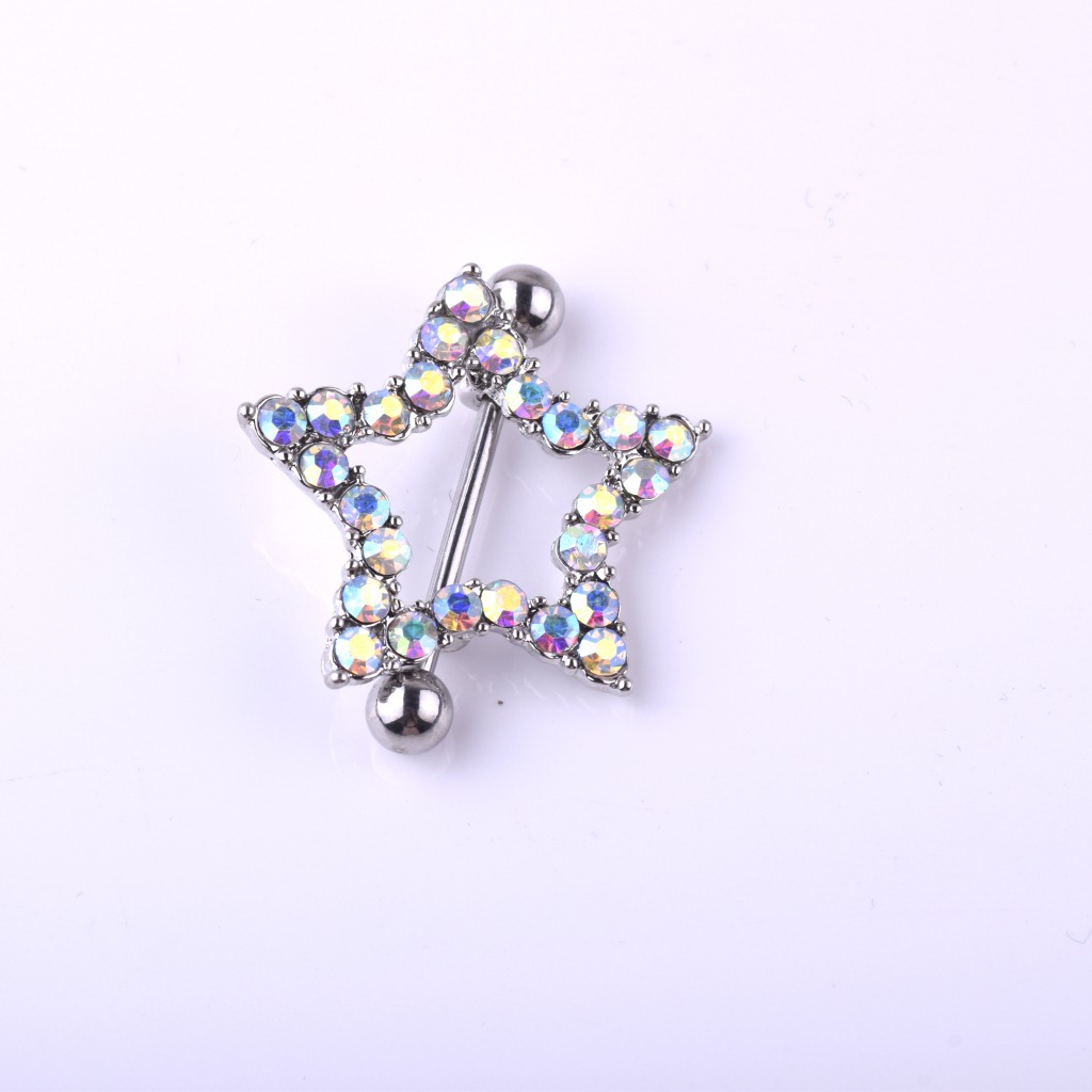 Fashion Geometric Stainless Steel Five-pointed Star Breast Ring Wholesale display picture 4