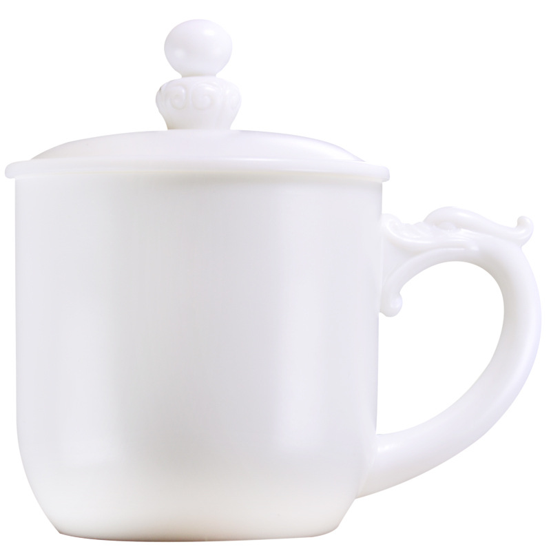 Winjiang dehua porcelana blanca Oficina Taza de cerámica hecha a mano taza de agua taza de regalo Lucky reunión Oficina taza de té