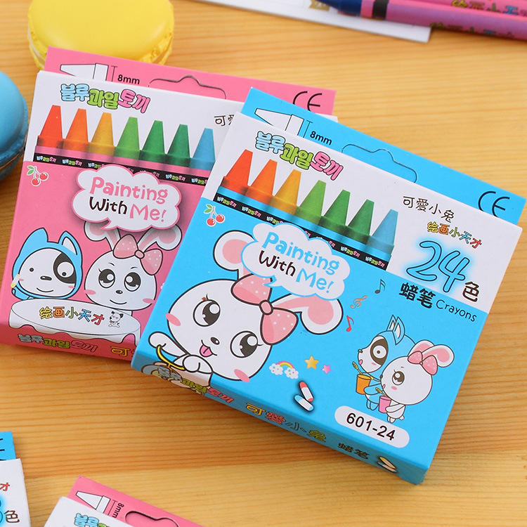 创意环保蜡笔8 12 24色蜡笔套装填色涂鸦油画棒小学生奖品用品