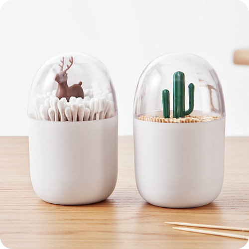 Four seasons plant toothpick box, animal paradise cotton swab box, dust-proof toothpick tube storage box, plant cotton swab box