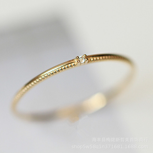 925 sterling silver plated with 14k gold manufacturer wholesale foreign trade style very simple zirconium diamond basic style ring commuting style