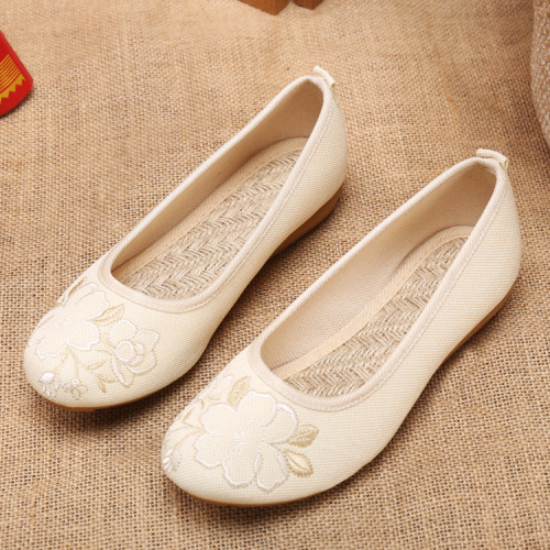 Women chinese clothing shoes Beijing shoes ethnic hanfu embroidered shoes bottom linen princess fairy stage performance flat sole shoes