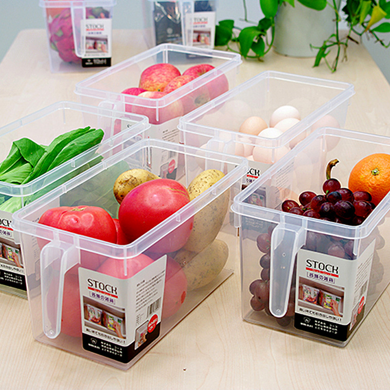 日本冰箱带手柄保鲜收纳盒超大4.7L带盖食物盒环保存储塑料密封盒|ms