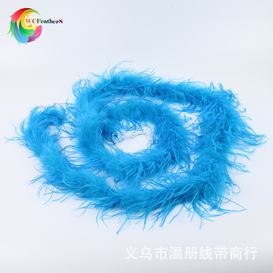 温册羽毛厂家现货热销彩色鸵鸟毛围巾毛条鸵鸟毛毛条服装辅料2米详情图15