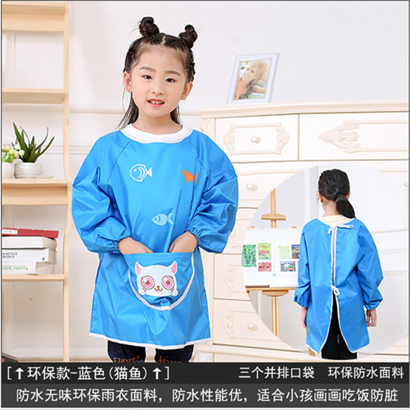 Impermeable abrigo de los niños logotipo personalizado impresión foto pintura ropa delantal hombres y mujeres manga larga comer