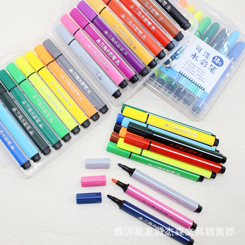 18 цветов в плоской упаковке моющаяся Акварельная Ручка Треугольная ручка большой емкости моющаяся Акварельная ручка детская серия Dake для рисования