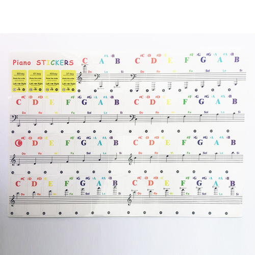 88/61/54/49/3732 Key Piano Transparent Stickers Electronic Piano Keyboard Handroll Simplified Music Scale Stickers Wholesale