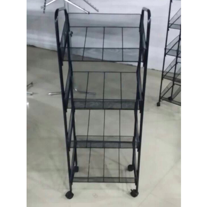厂家做可拆装铁丝网平四层置物架移动化妆品饰品展示促销展架