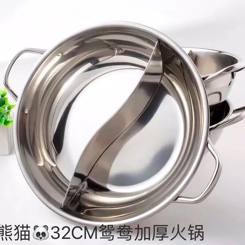 不鏽鋼鴛鴦火鍋套裝電磁爐用加厚清湯鍋火鍋 火鍋盆禮品廠家批發