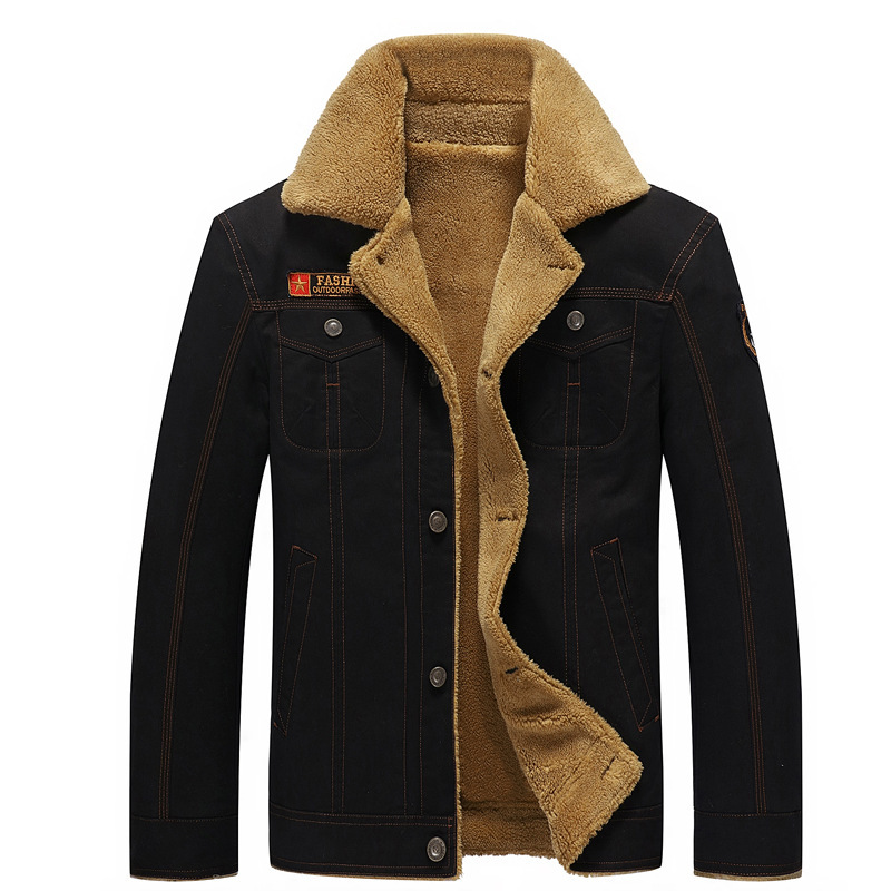 外贸亚马逊ebay速卖通男士棉夹克男装加绒加厚爸爸中年装jacket