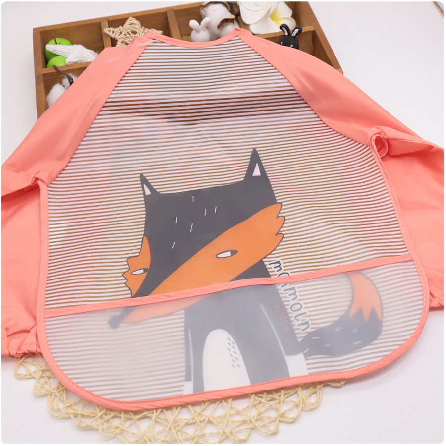 2020新品儿童EVA免洗宝宝吃饭罩衣袖子柔软防水布小孩卡通反穿衣|ru