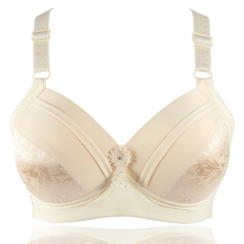 Más tamaño Delgado sujetador inalámbrico push up Algodón puro algodón sin costuras de mediana edad y las madres mayores taza llena ropa interior de las mujeres