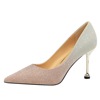 Korean fashion thin heel high heel shallow mouth pointed shiny color gradient color matching single shoes high heel wome