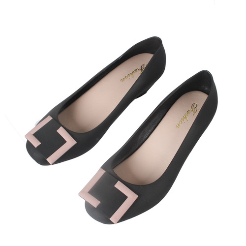 New Fashion Women's Summer Slip-on Shoes with Platform Round Toe and Square Button, Casual Packable Heels for Indoor and Outdoor Wear