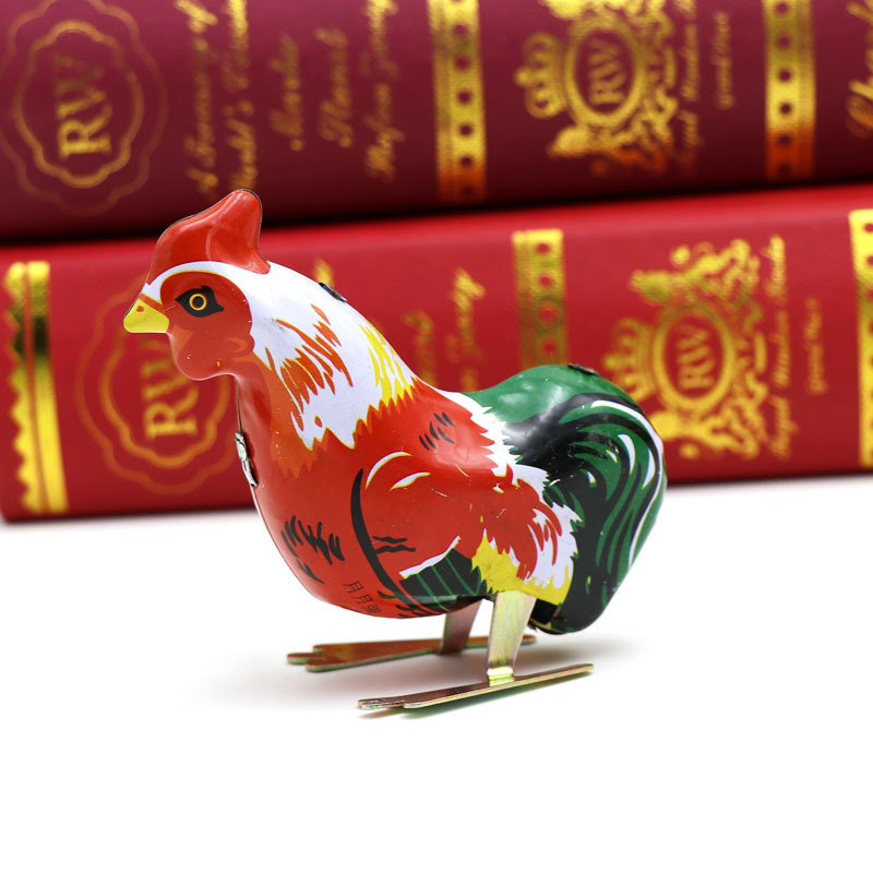 Gallo Catena Orologio Saltellante Pollo Anni '80 Ferro Nostalgico Giocattolo Mercato Notturno_voghion.com