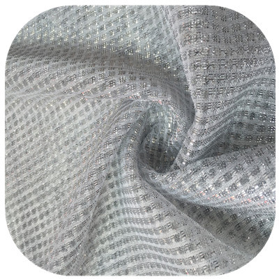 现货色织格子形方格条方网布菱形金银丝亮丝网眼布阿拉伯头纱出口