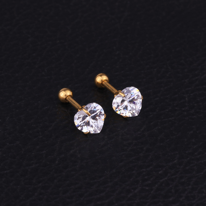 Boucles D'Oreilles Cartilage Mode Cœur Acier Inoxydable 316 Zircon display picture 5