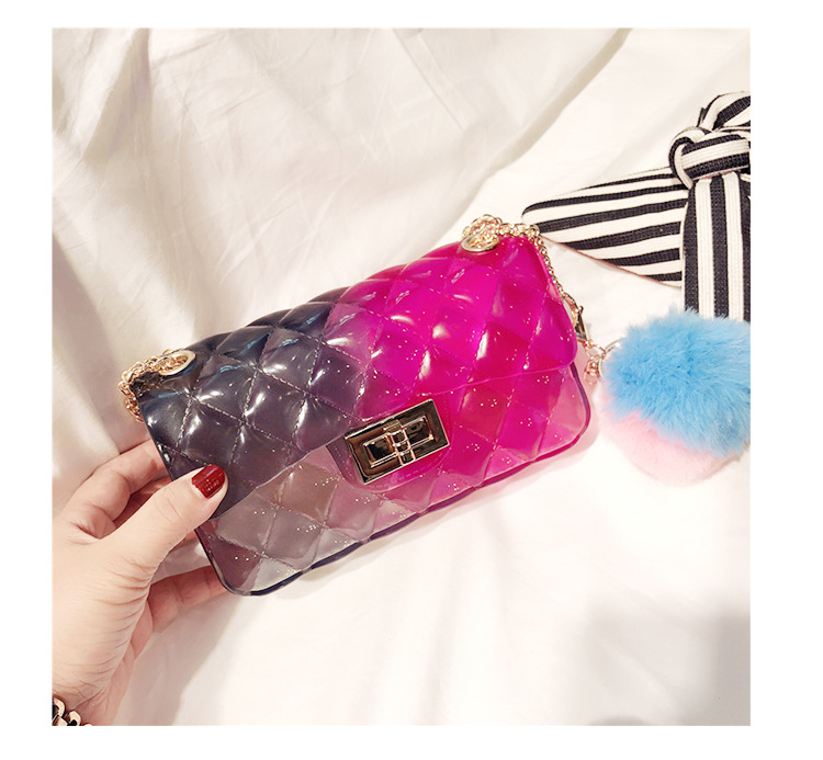 2025 Summer New gradient color jelly bag, ins diamond chain small square bag, single-shoulder crossbody women's bag undefined