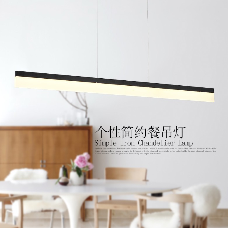 led亚克力办公室吊灯长方形工作室灯会议室前台直条一字吊线灯|ru