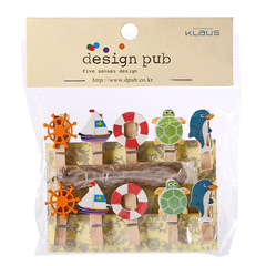Small wholesale/Creative cartoon clips/book clips message clips photo clips small wood clips 10 pcs assembled with hemp rope dolphins