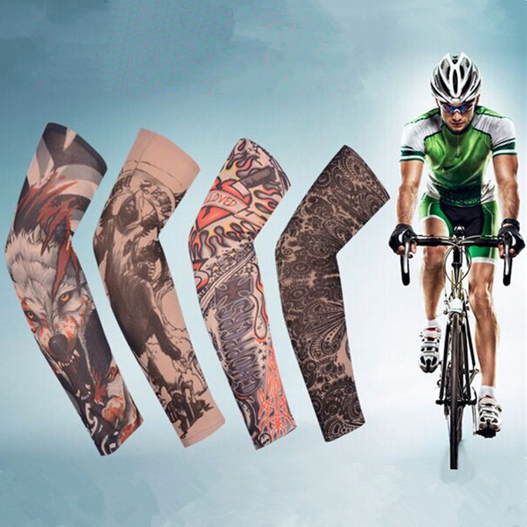 纹身袖套骑行户外刺青男手臂套冰丝袖女防晒套袖有缝无缝花臂袖套