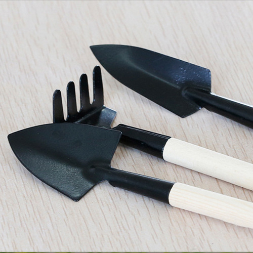 Three-piece gardening tool set, micro-landscape mini gardening tools, small shovel, rake, spade, plant pots and flowers