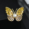 Copper zirconium, brooch from pearl lapel pin, high-end pin, micro incrustation, Korean style