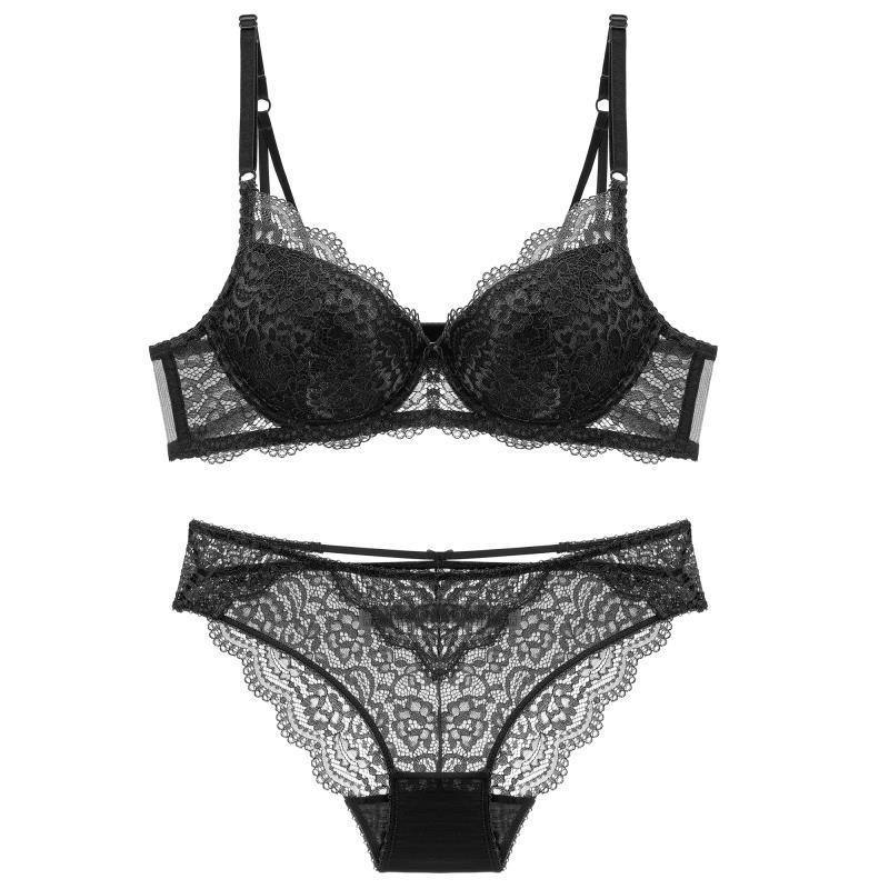 Nuevo conjunto de sujetador fruncido de encaje suave sexy NSCL15161