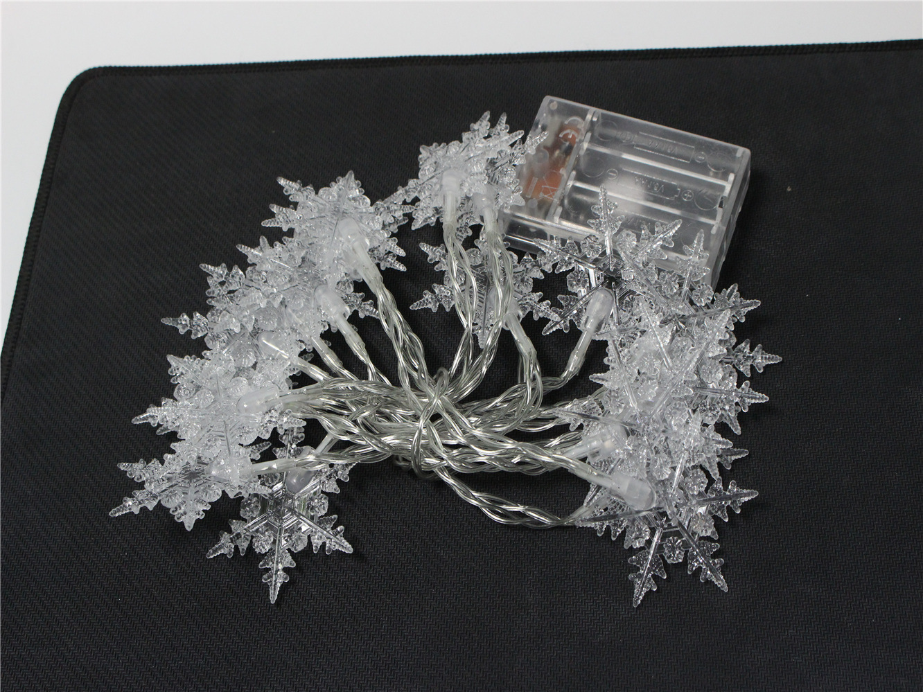 六角雪花圣诞装饰灯串电池款2.2米20灯 颜色->正白