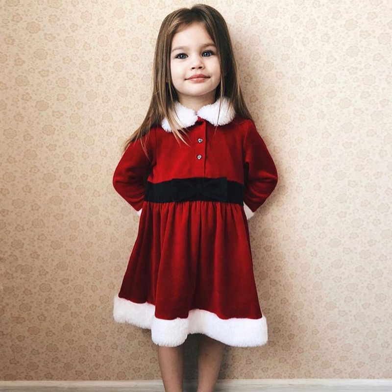 2020 Autumn And Winter New Year Christmas Holiday Dress Cross-border Children's Clothing European And American Girls Long Sleeve Christmas Princess Dress display picture 2