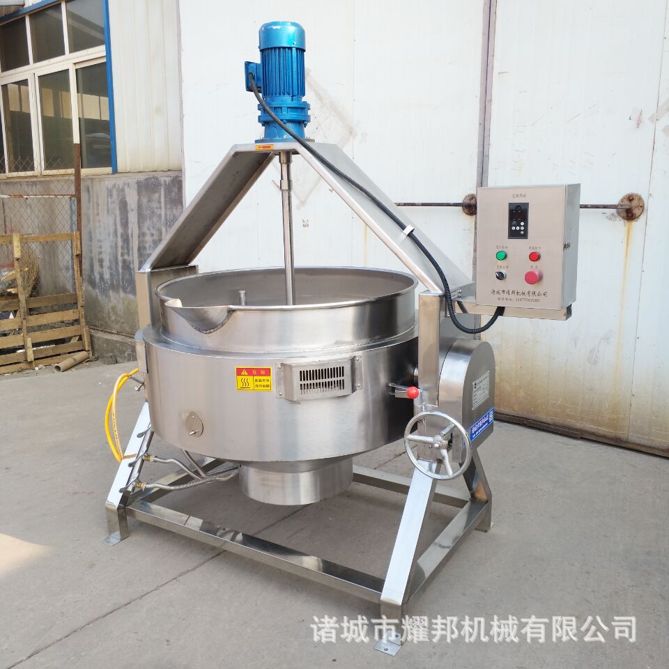 大型燃气加热熬酱锅 刮底自动搅拌炒酱机 食品厂不糊锅熬酱机器