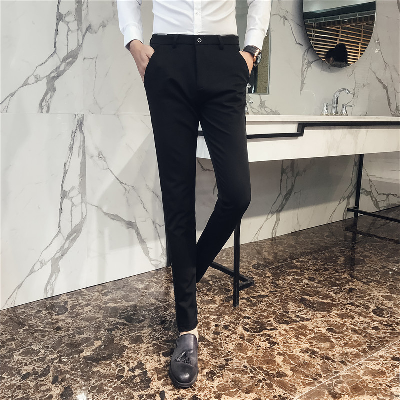 2018新款青少年弹力修身休闲裤 男士西裤9分裤潮|ms
