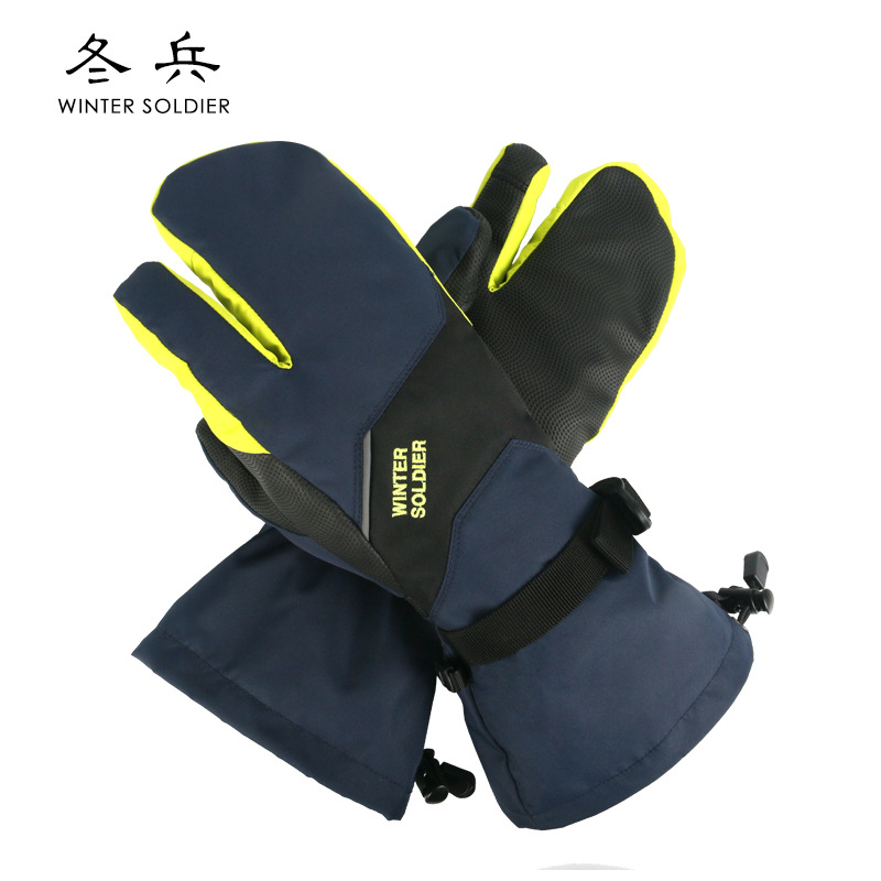 亚马逊情侣滑雪手套防水透气骑车户外登山可触屏三指并指保暖手套