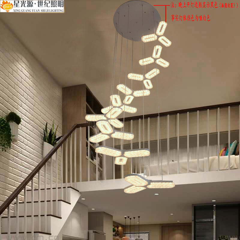 现代简约复式楼梯灯餐吊灯LED吸顶灯圆盘吊线灯创意亚克力灯饰|ms