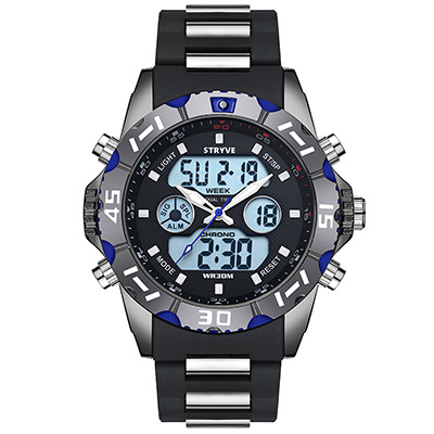 Nuevo STRYVE hombres multi-función Deportes impermeable reloj electrónico de cuarzo calendario cronógrafo pareja reloj de pulsera S8010