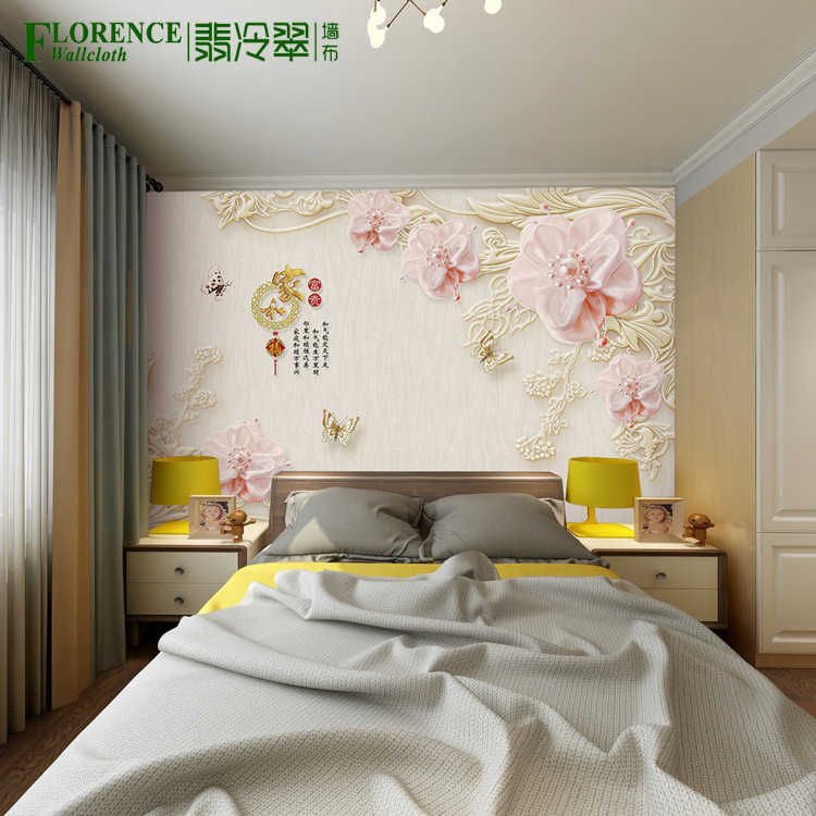 Florence silk TV backdrop mural a living room Restaurant Bedside TV backdrop seamless Qiangbu mural