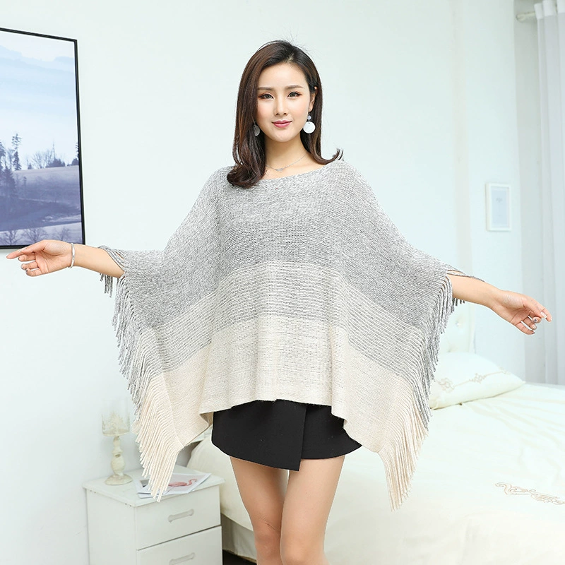 Градиентный плащ-пальто, oversize акриловый пончо, one size 50×110 см, вес 0,34 кг
