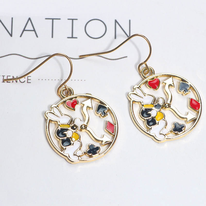 1 Pair Cartoon Style Rabbit Alloy Enamel Women's Drop Earrings display picture 1