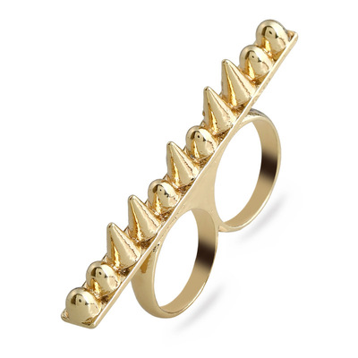 厂家直销小批量定制双指戒指 欧美时尚朋克合金指环 来样来图定制|ms