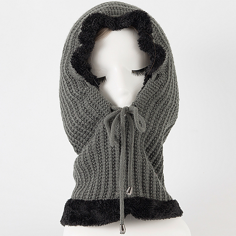 Stickad balaclava för dam och herr, varm randig vintermössa_voghion.com