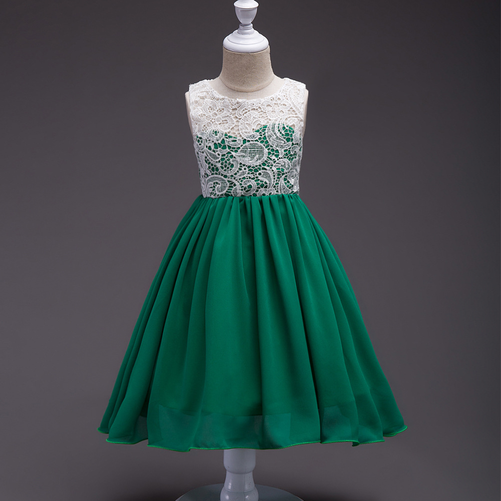 新安百慧韩版童装女童蕾丝连衣裙中大童雪纺公主裙一件代发560