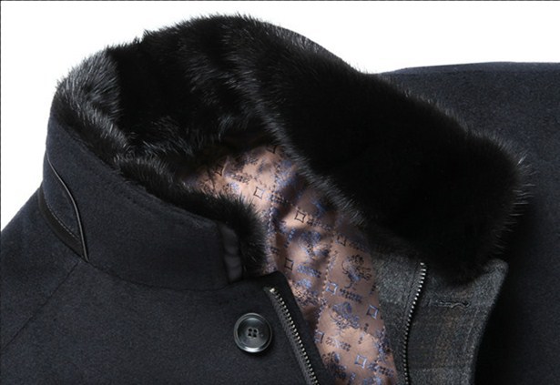 整皮水貂毛领男装立领可拆卸冬季大衣羽绒服保暖真皮草貂领通用|ms