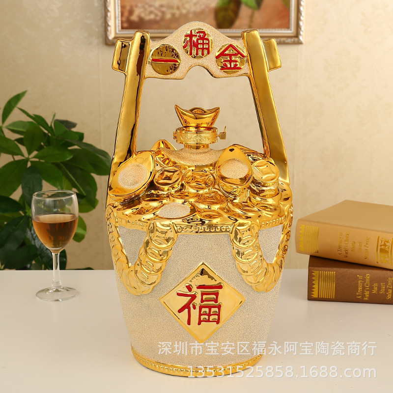 10 Scrub Gold-plated Ceramic bottle Wine Jar Wine jar Wine jar technology Ceramic bottle Manufactor