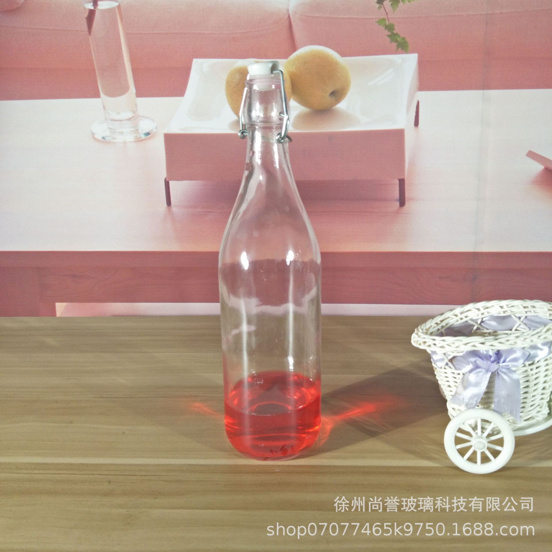 现货500ml750ml1000ml高白料卡扣水玻璃油瓶