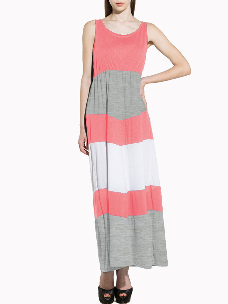 Bohemian Maxi Dress Color Block Design Sexy Style Comfortable Fabric Perfect for Beachwear or Summer Events