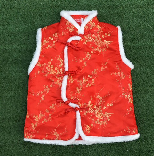 Children's clothing for boys and girls Tang suit cotton vest winter Chinese style plate buckle raw edge warm cotton vest New Year's Day performance clothing