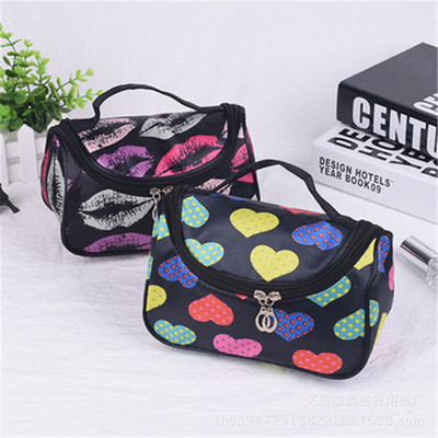 廠家直銷可愛桃心韓版時尚手拿包手提包包洗漱包化妝包玫紅黑色