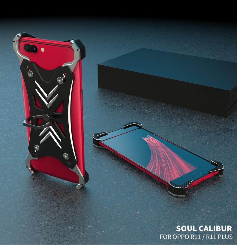 R-Just Soul Calibur Blade Master Ring Holder Shockproof Aerospace Aluminum Metal Shell Case Cover for OPPO R11 & OPPO R11 Plus