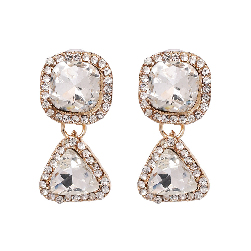 New Full Diamond Geometric Triangle Earrings Jewelry European And Beautiful Women Earrings display picture 2