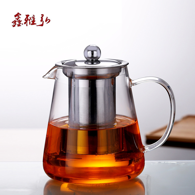 高硼硅玻璃泡茶壶菊花茶壶 茶水分离不锈钢过滤 玻璃水壶煮茶壶|ms